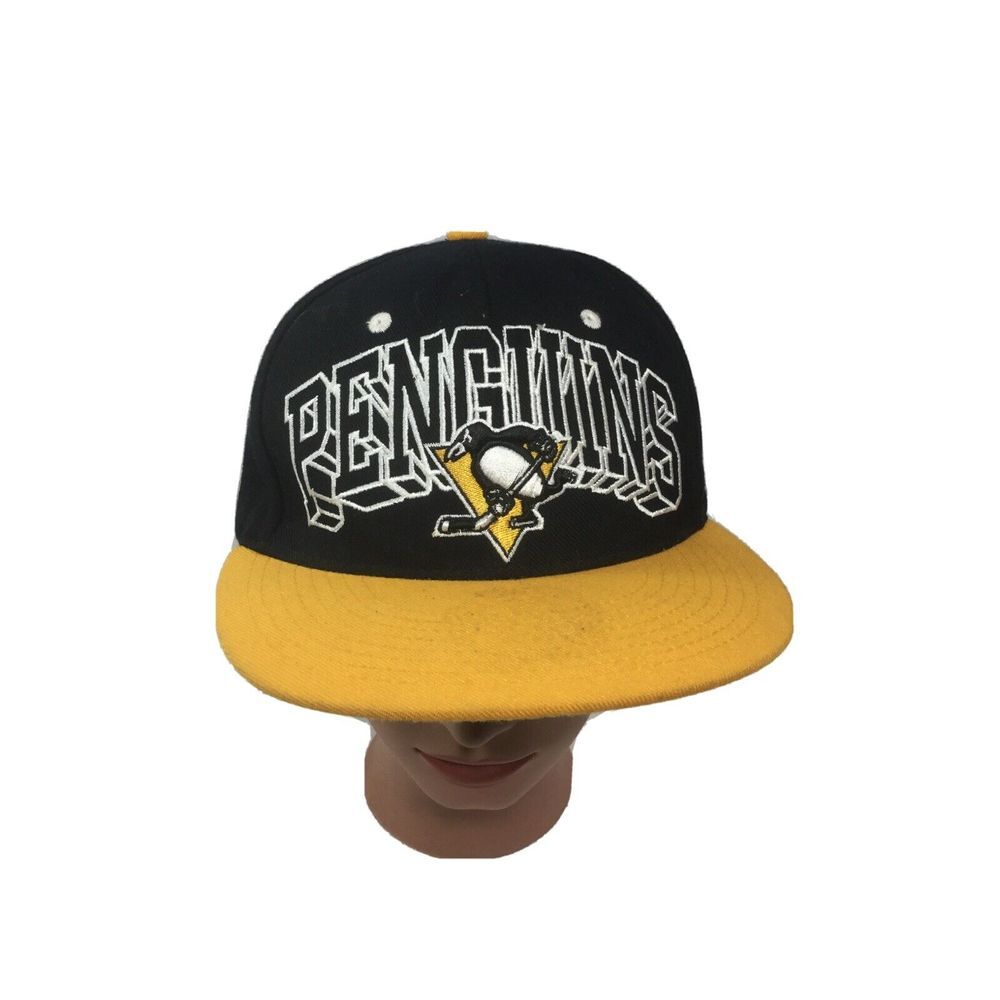 NHL Pittsburgh Penguins Hockey Hat‎ Zephyr Retro Snapback Cap Black Yellow